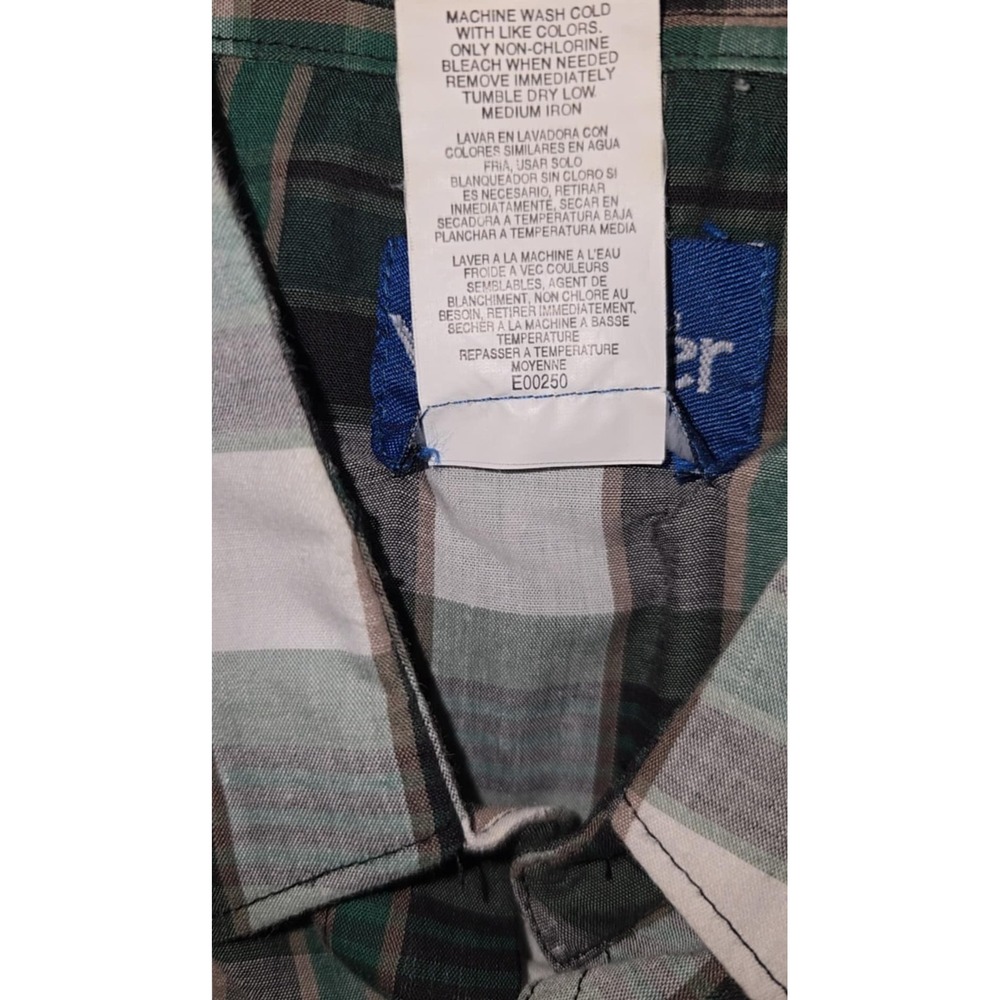 Wrangler Shirt Mens XL Rodeo Western Pearl Snap Cowboy Green Plaid Ranch Relaxed - Picture 13 of 14